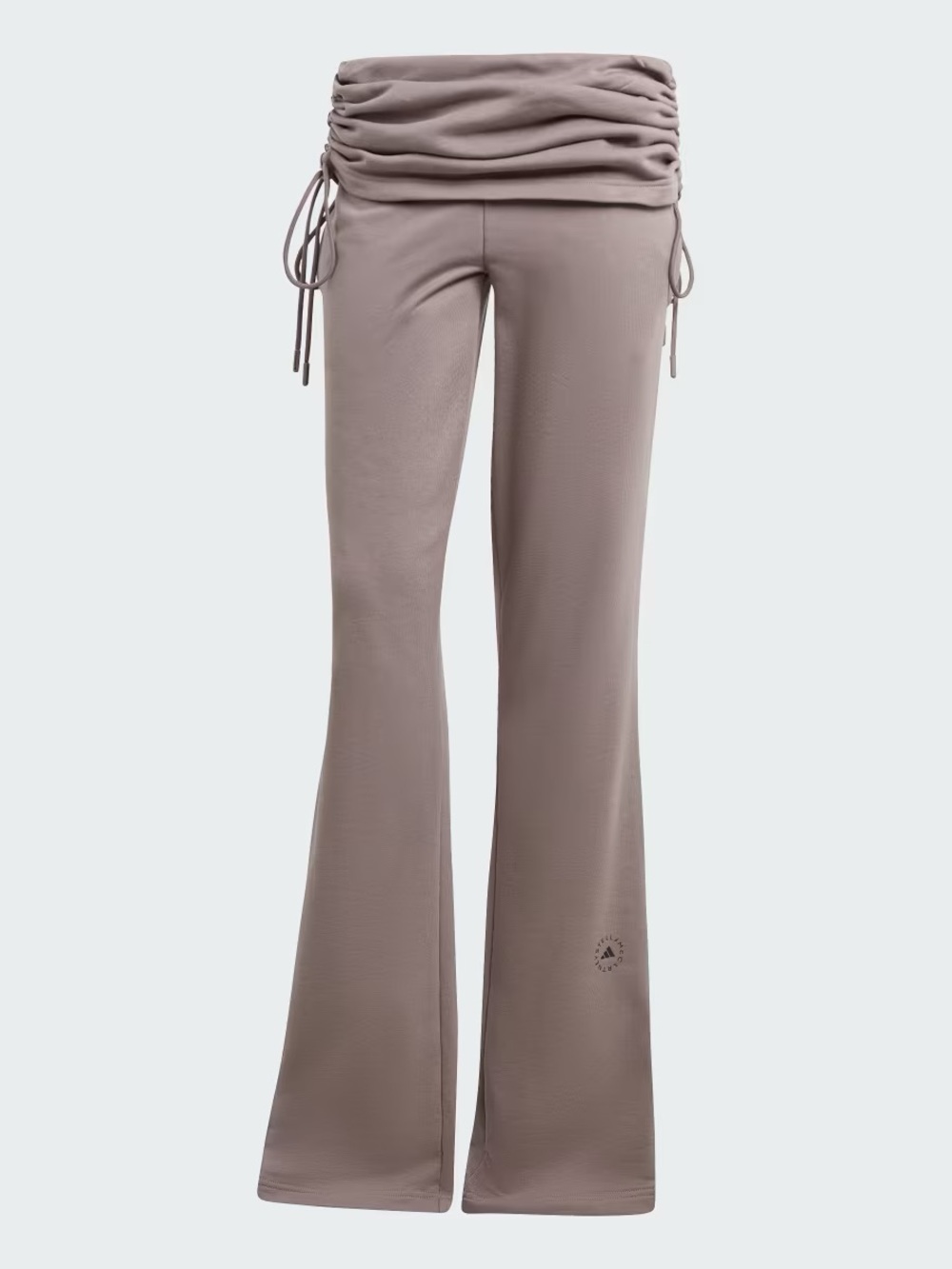 Stella McCartney French Terry Ruched Fold-over Waist Flared Pants - taupe